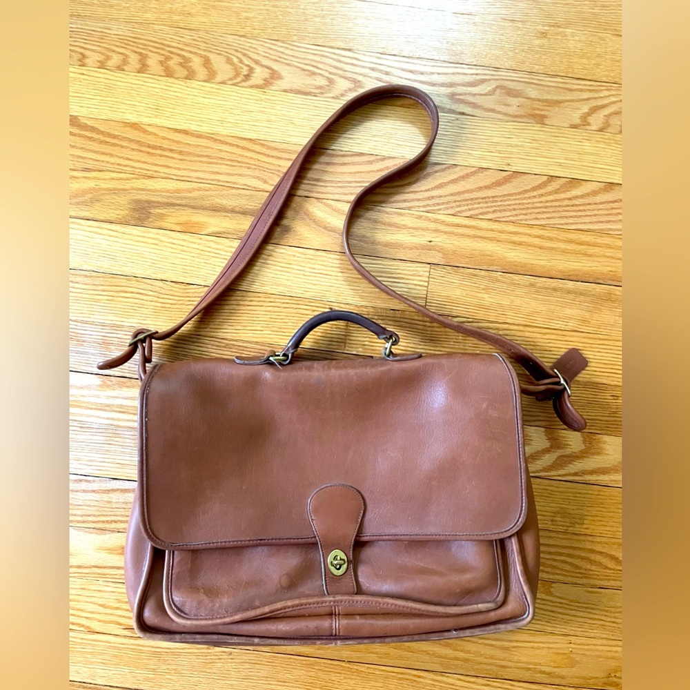 Vintage Coach British Tan Leather Portfolio Briefcase Bag Business Collection - Picture 7 of 14